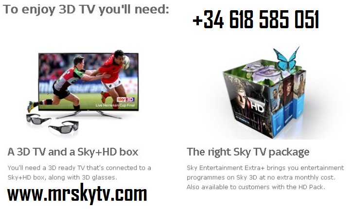 getting sky tv in spain we can organise sky cards in spain and sky hd 3d tv systems in spain