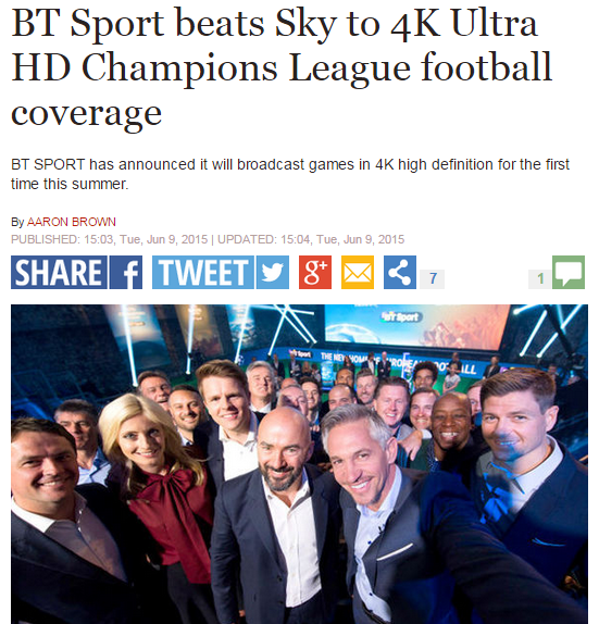 BT SPORTS ULTRA HD TV NEWS - SKY TV SPAIN