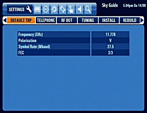 how to change the default transponder on sky+hd box in spain change the default transponder to 12207 instead of 12129 signal problem no satellite signal being received
